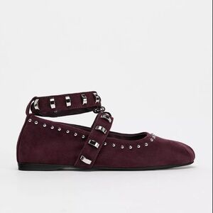 NWT - ZARA STUDDED SUEDE BALLET FLATS